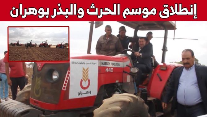 والي ولاية وهران يعطي شارة إنطلاق موسم الحرث والبذر من المزرعة النموذجية ببلدية الكرمة