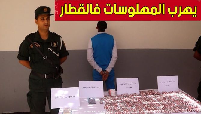 بعد مقاومة عنيـفة .. توقيف شاب بحوزته كميـة كبيرة من المهلوسات على متن القطـار ببشار