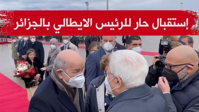 شاهدوا لحظة وصول الرئيس الايطالي إلى الجزائر اين كان الرئيس تبون في استقباله