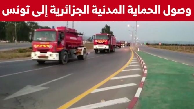 الحماية_المدنية الجزائرية تباشر مهامها للمساعدة في إخماد حرائق #تونس