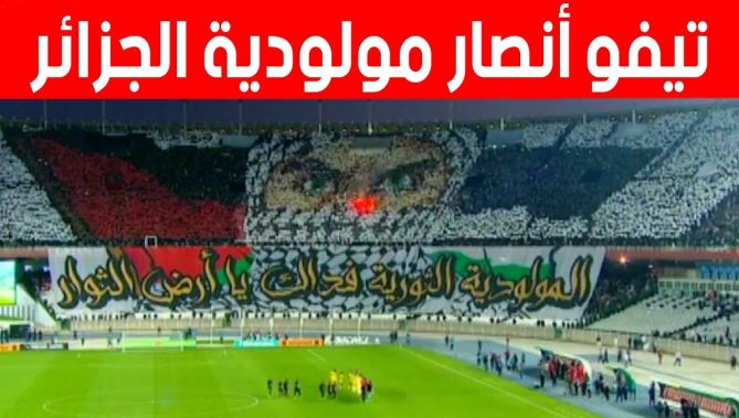 🔴🟢"تيفو" لأنصار #مولودية_الجزائر تضامنا مع القضية #الفلسطينية 🇩🇿 🇵🇸