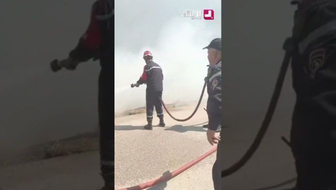 مجهودات عناصر الحماية المدنية لإخماد حريق غابة بقلعة بوصبع جبل هوارة ولاية #قالمة .. #شاهدوا