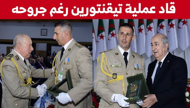 تكريم المقدم حمزة شعلان قائد سرية المغاوير والذي رفض الانسحاب من عملية تيقنتورين رغم إصابته بجروح