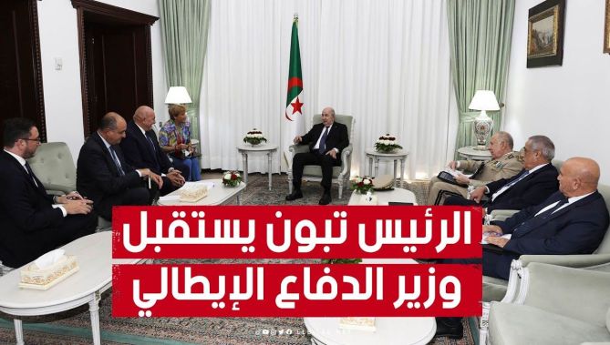 فيديو استقبال رئيس الجمهورية عبد المجيد تبون لوزير الدفاع الإيطالي