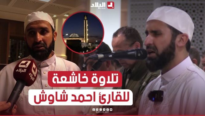 تلاوة خاشعة وصوت شجي.. القارئ أحمد شاوش يؤم المصلين في صلاة التراويح بجامع الجزائر
