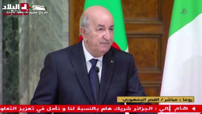 "ندوة صحفية للرئيس عبد المجيد تبون ونظيره الإيطالي "سيرجيو ماتاريلا